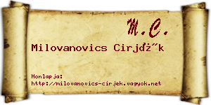Milovanovics Cirjék névjegykártya